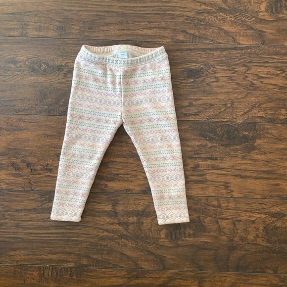 Baby Gap, Girls, Cozy Leggings, Beige Winter Pattern, Size 2 Years - Picture 1 of 13